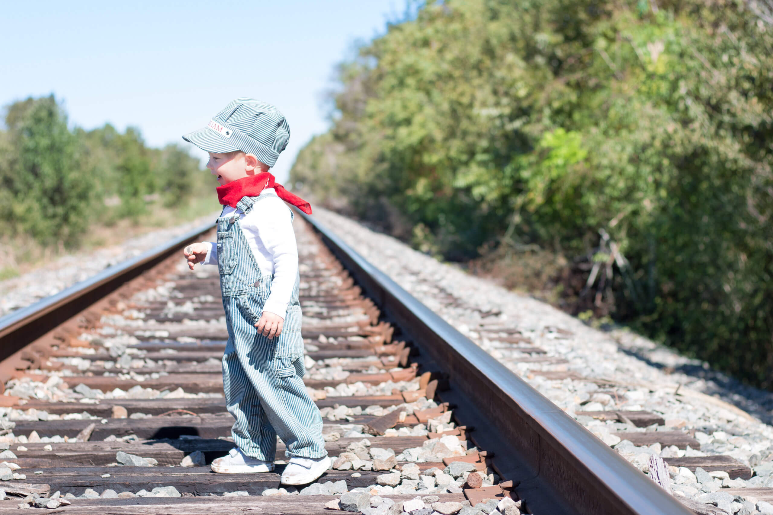 Overalls on Toddler Train Engineer